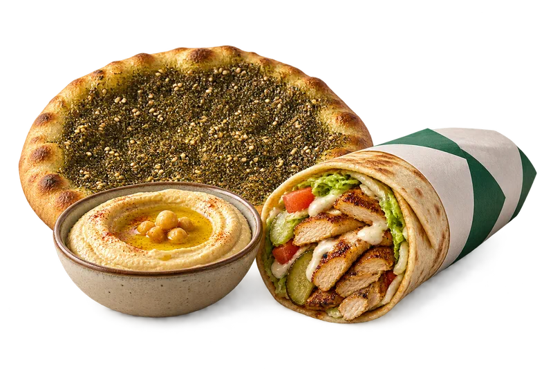 Illustrated Lebanese food assortment